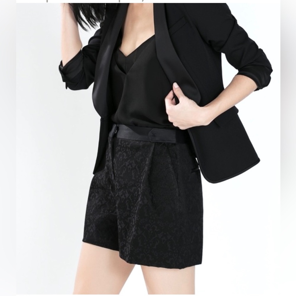 Women's Zara Black Jacquard Shorts, Silky Soft, Dressy, Size Small